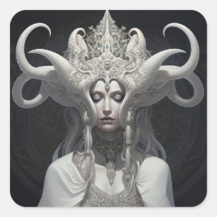 Adesivo Quadrado Bela Bruxa Demon Queen Fantasy Art