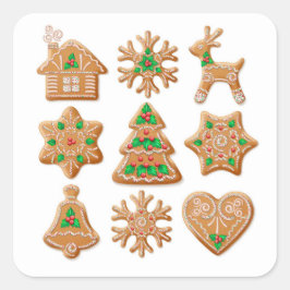 Adesivo Quadrado Bela coleção de pão de Natal