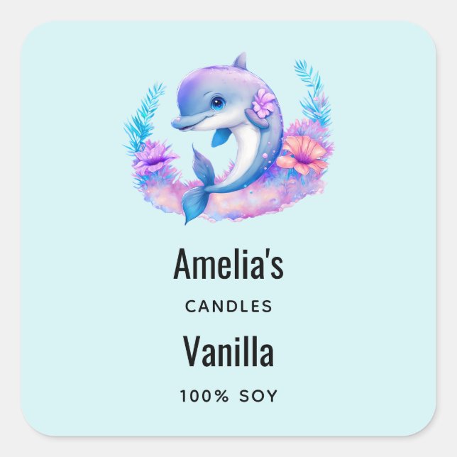 Adesivo Quadrado Bela Criatura Do Mar De Golfinho (Frente)