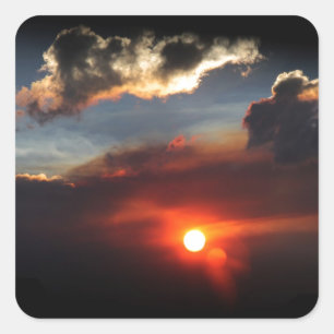 Adesivo Quadrado bela foto de pôr do sol esfumaçado