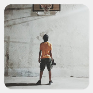 Adesivo Quadrado Bela fotografia de basquete