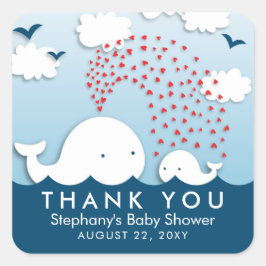 Adesivo Quadrado Bela Na moda de Baleias Brancas Agradeço aos Vinhe