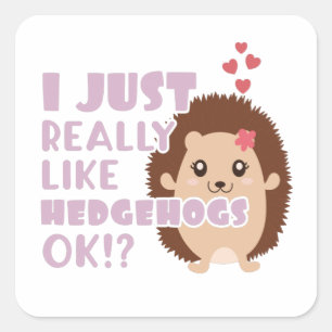 Adesivo Quadrado Bela Nabo, Eu Gosto Muito De Hedgehogs, OK?