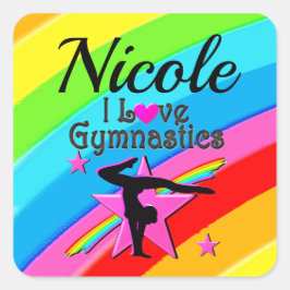 ADESIVO QUADRADO BELA PERSONALIZAÇÃO EU AMO DESIGN GINÁSTICA