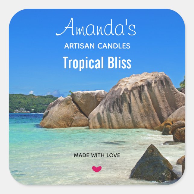 Adesivo Quadrado Bela Vela Tropical ou Biz de Sabão (Frente)