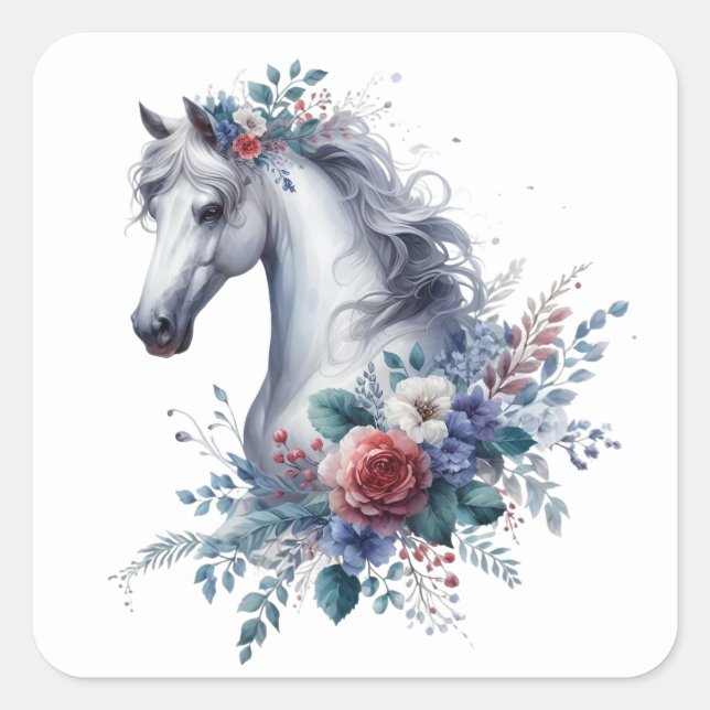 Adesivo Quadrado Bela Vinheta de Cavalo (Frente)