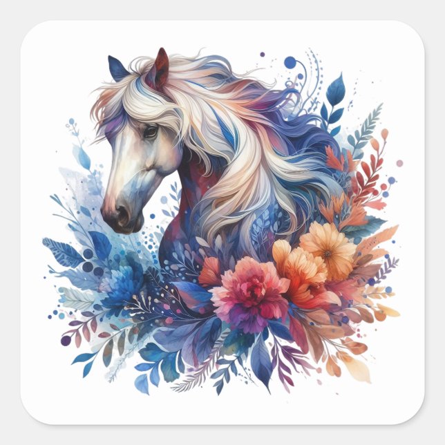Adesivo Quadrado Bela Vinheta de Cavalo (Frente)