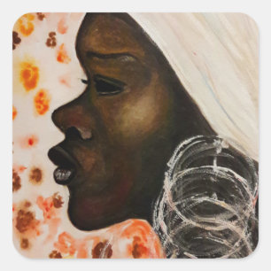 Adesivo Quadrado Beleza Africana - Pintura em aquarela