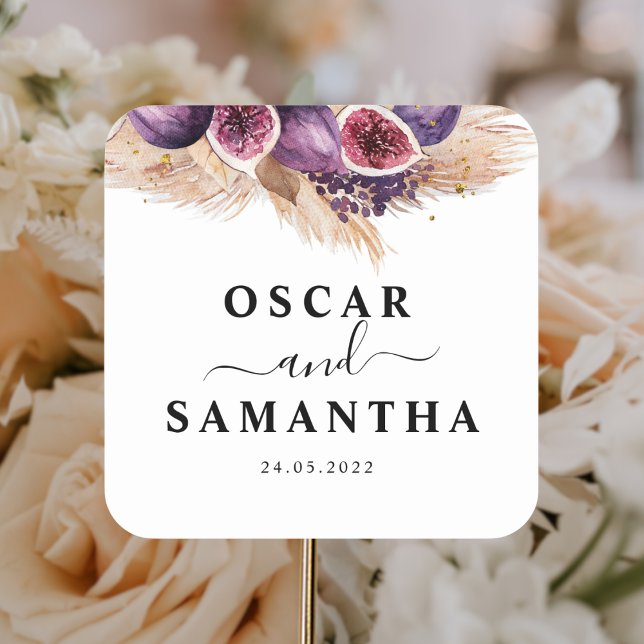 Adesivo Quadrado Beleza da Moda Figos Roxos & Pampas (Criador carregado)