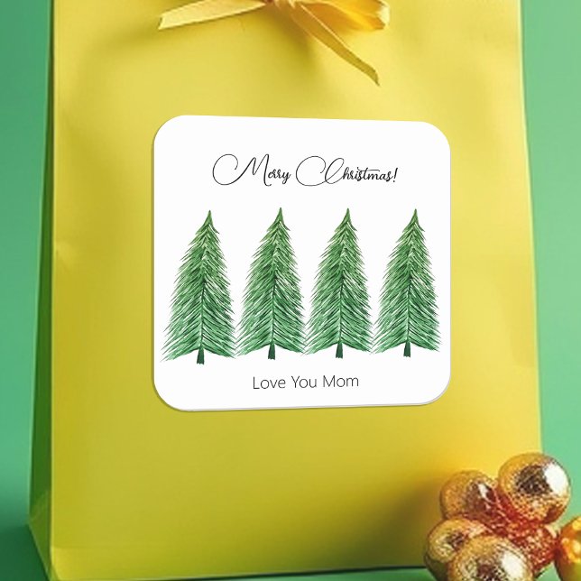 Adesivo Quadrado Beleza do país do feriado de inverno branco (Criador carregado)