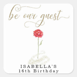 Adesivo Quadrado Beleza e Casamento de Noivado da Besta