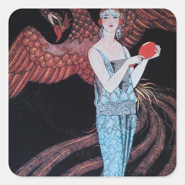 ADESIVO QUADRADO BELEZA E FOENIX,DESIGNER DE FASHION COMPOSITAM ART (Frente)