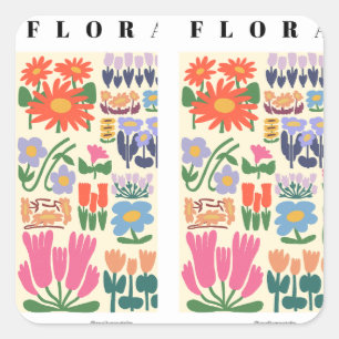 Adesivo Quadrado Beleza florescente: Coleção Floral Sticker"Criativ
