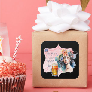 Adesivo Quadrado Beleza nos Olhos da Dama Vintage do Detentor de Ce