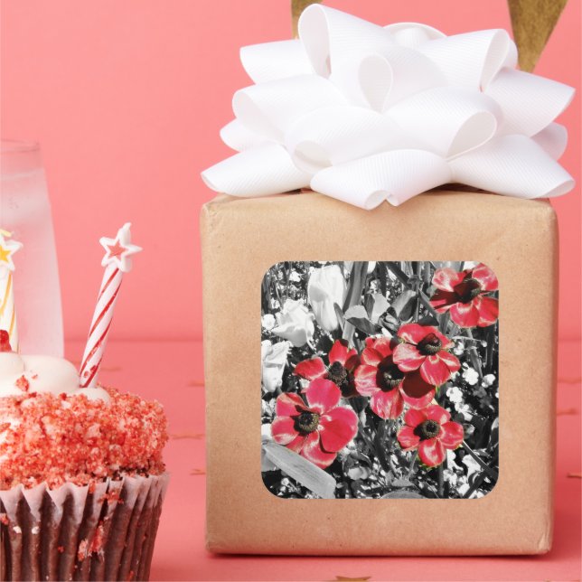 Adesivo Quadrado Beleza Seletiva - Flores Anêmonas (Festa)