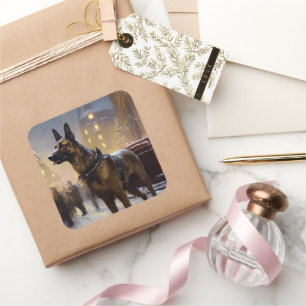 Adesivo Quadrado Belga Malinoi Natal Fesason