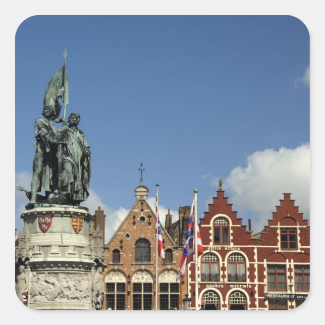 Adesivo Quadrado Bélgica, Brugge (Brug ou Bruge). UNESCO (Frente)