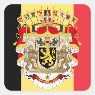 Adesivo Quadrado Bélgica Flag & COA