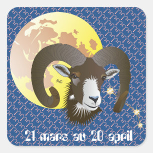 Adesivo Quadrado Bélier 21 mars 20 Autocollants au avril