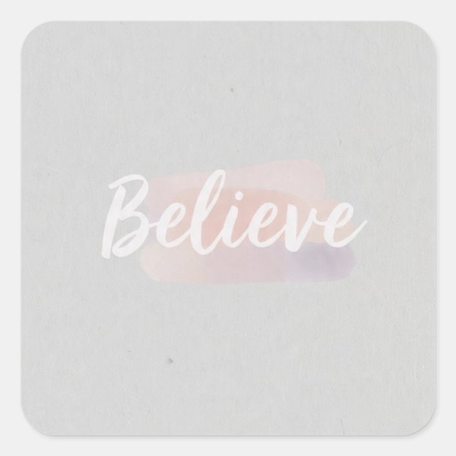Adesivo Quadrado Believe calligraphic text  (Frente)