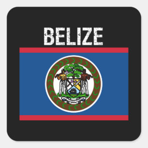 Adesivo Quadrado Belize, bandeira de Belize
