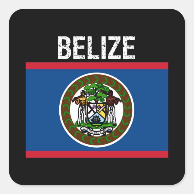 Adesivo Quadrado Belize, bandeira de Belize (Frente)