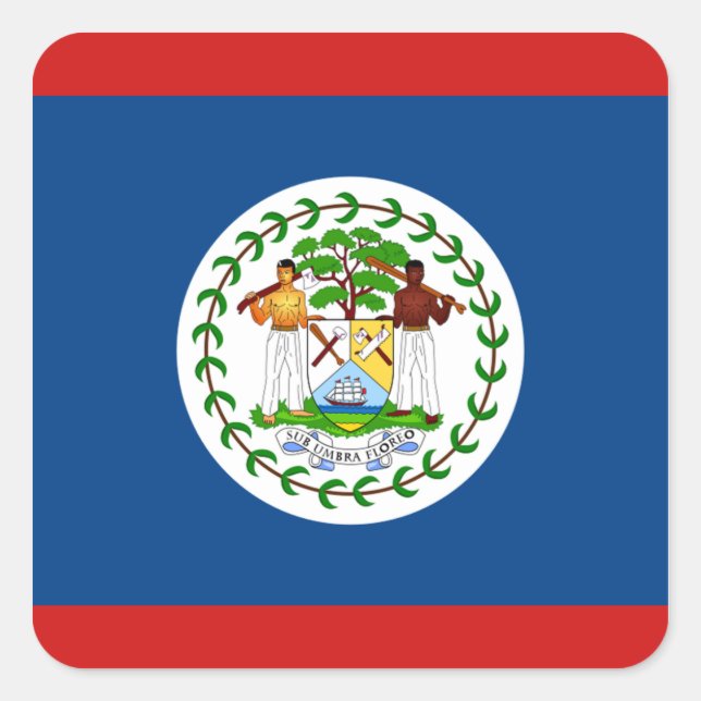 Adesivo Quadrado Belize Flag Sticker (Frente)