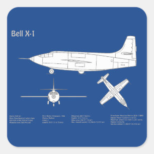 Adesivo Quadrado Bell X-1 - ABD (Planos de Impressão Blueprint do A