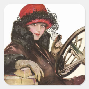 Adesivo Quadrado Belle, uma compra da senhora Natal do vintage