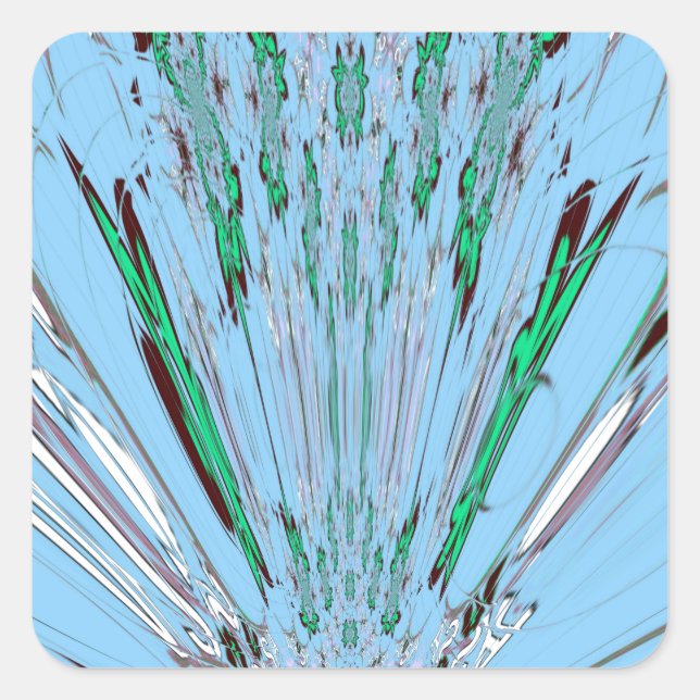 Adesivo Quadrado Belo Aqua Azul Azul Incrível Arte Floral (Frente)
