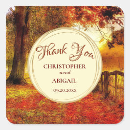 Adesivo Quadrado Belo Caminho Casamento outono de Árvores Coloridas