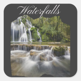 Adesivo Quadrado Belo Caminho das Quedas de Água das Montanhas