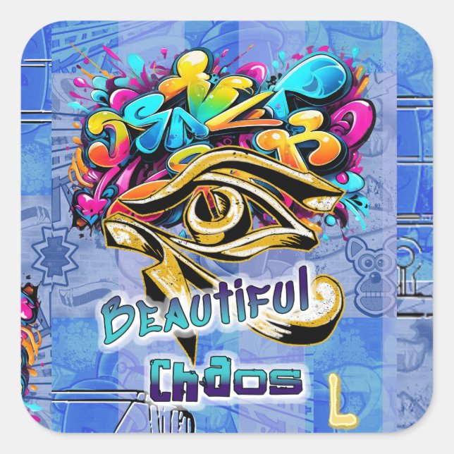 Adesivo Quadrado Belo caos, 3x3 em (Frente)