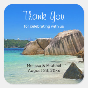 Adesivo Quadrado Belo Casamento Costeiro Tropical de Rocky Sea