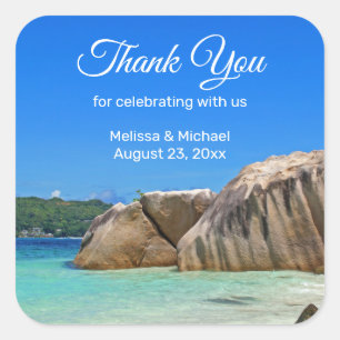 Adesivo Quadrado Belo Casamento Costeiro Tropical de Rocky Sea