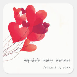 Adesivo Quadrado Belo Chá de fraldas Vermelho