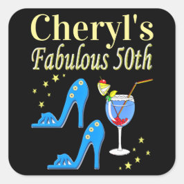 ADESIVO QUADRADO BELO DESIGN DE ANIVERSÁRIO AZUL 50º ANIVERSÁRIO
