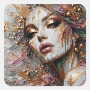 Adesivo Quadrado Belo Dia de Sonho Abstrato Impressionista Sticker