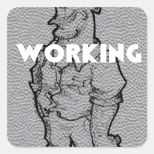 Adesivo Quadrado Belo Esboço do Lápis: Trabalhando Horas Extraordin (Frente)