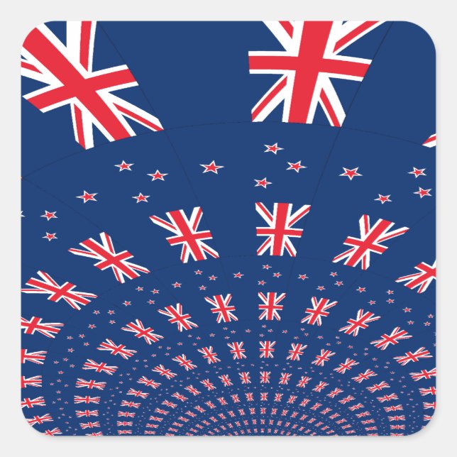 Adesivo Quadrado Belo Impressão de Sinalizador da Nova Zelândia (Frente)