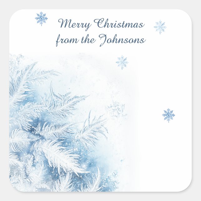 Adesivo Quadrado Belo Natal da Frost de inverno (Frente)