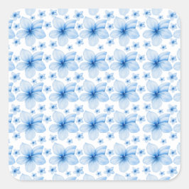Adesivo Quadrado Belo Padrão Invisível de Flor Azul