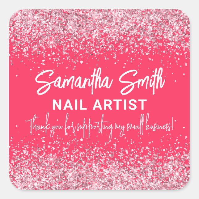 Adesivo Quadrado Belo Rosa, Bela Tecnologia, Artista Nail - Muito O (Frente)