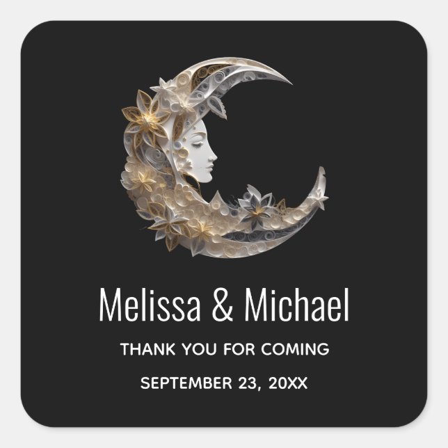 Adesivo Quadrado Belo rosto na lua Obrigado (Frente)