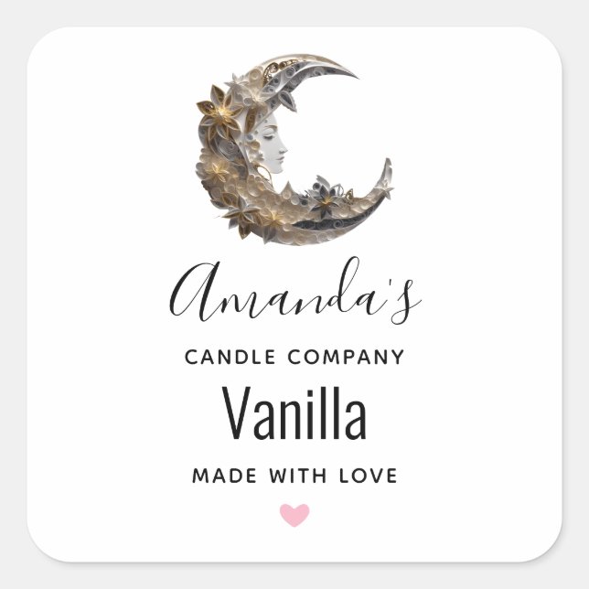 Adesivo Quadrado Belo rosto no negócio da vela da lua (Frente)