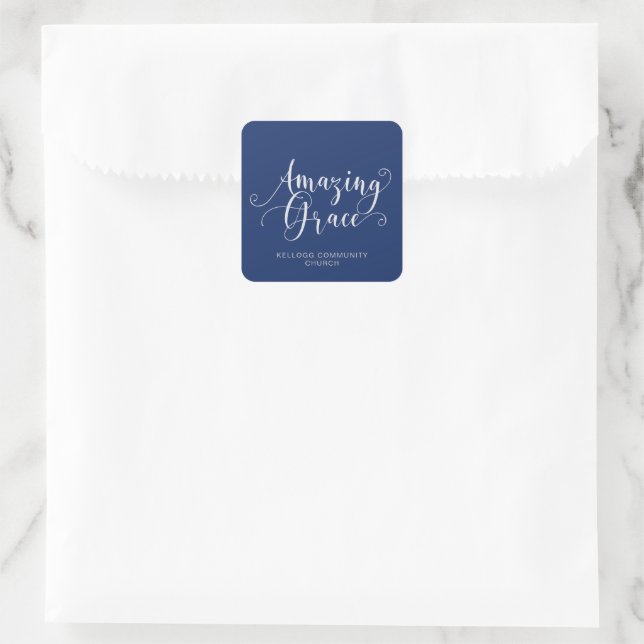 Adesivo Quadrado Belo script de Amazing Grace, letra à mão (Bolsa)