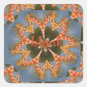 Adesivo Quadrado Belo vazio de girafa colorida africana