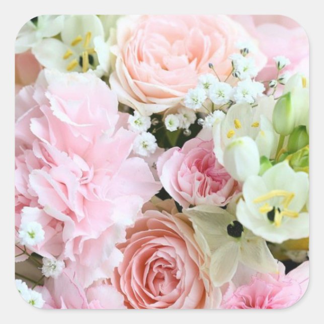 Adesivo Quadrado Belo Vestido Floral de Casamento e Foco Enveliope (Frente)