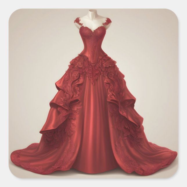 Adesivo Quadrado Belo vestido vermelho (Frente)