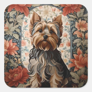 Adesivo Quadrado Belo Yorkie   Yorkshire Terrier Portrait